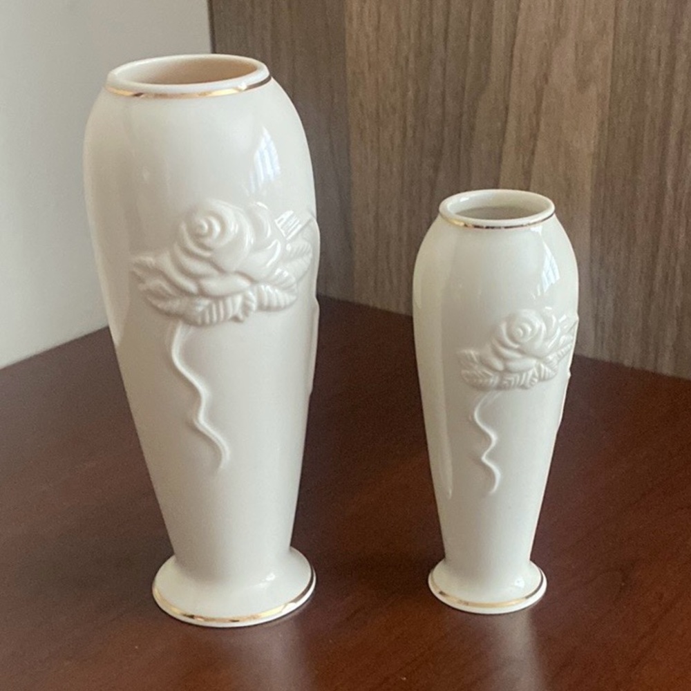 New Lenox Rosebud Collections Ivory Vases | Set of 2